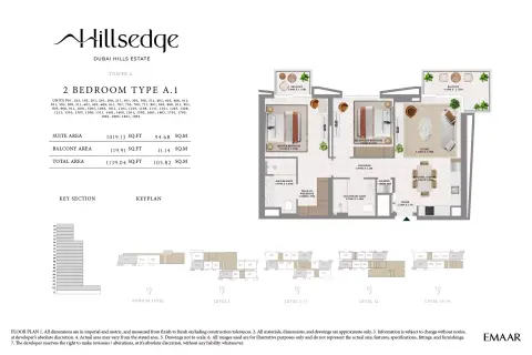 Floor plan, 2 Beds, 1,139 sq ft