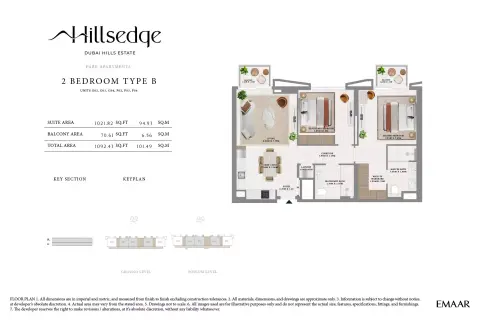 Floor plan, 2 Beds, 1,092 sq ft