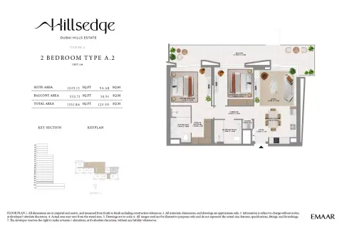 Floor plan, 2 Beds, 1,351 sq ft
