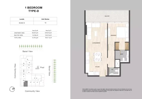Floor plan, 1 Bed, 783 sq ft