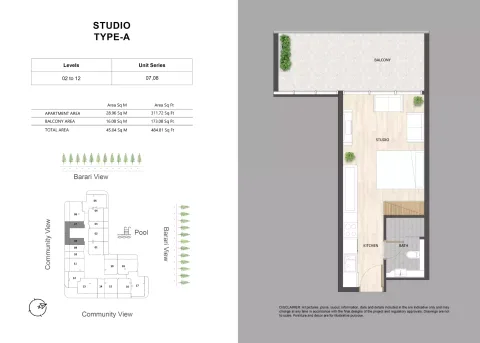 Floor plan, Studio, 484 sq ft