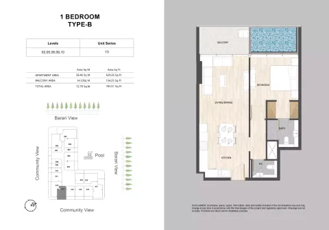 Floor plan, 1 Bed, 783 sq ft