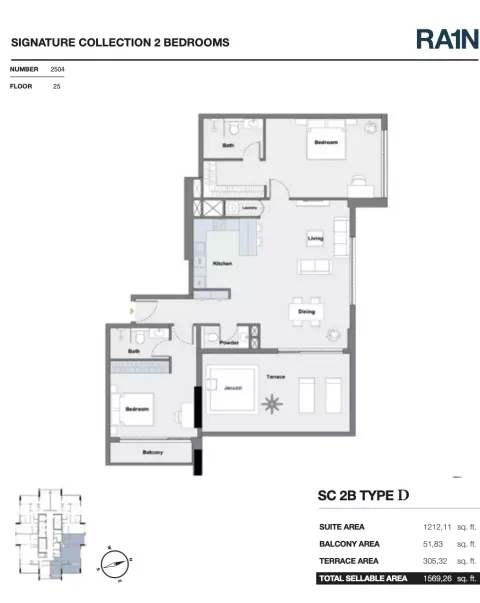 Floor plan, 2 Beds, 1,569 sq ft