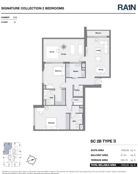 Floor plan, 2 Beds, 1,553 sq ft