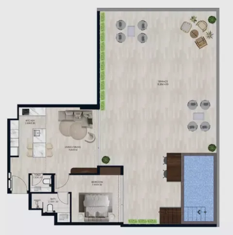 Floor plan, 1 Bed, 1,273 sq ft
