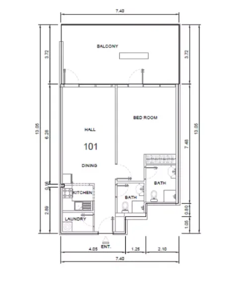 Floor plan, 1 Bed, 976 sq ft