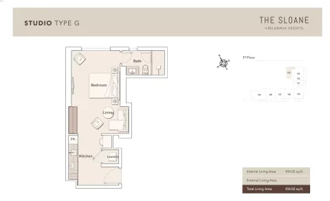 Floor plan, Studio, 454 sq ft
