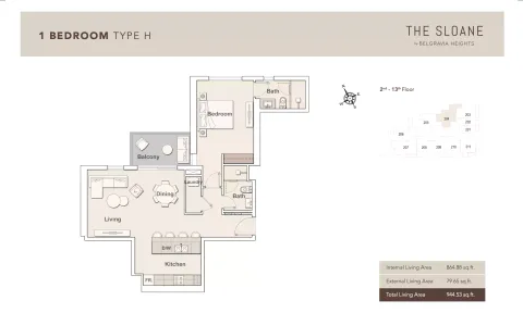 Floor plan, 1 Bed, 944 sq ft