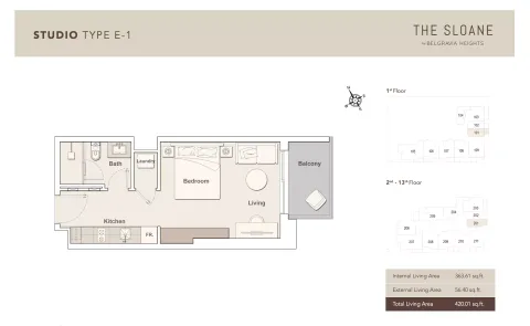 Floor plan, Studio, 420 sq ft