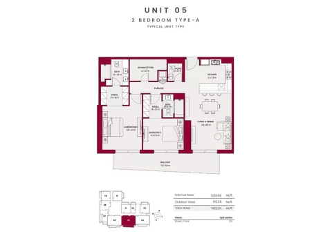 Floor plan, 2 Beds, 1,422 sq ft