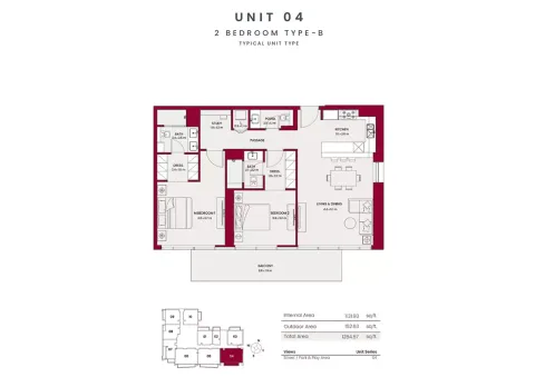 Floor plan, 2 Beds, 1,284 sq ft