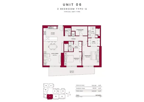 Floor plan, 2 Beds, 1,425 sq ft
