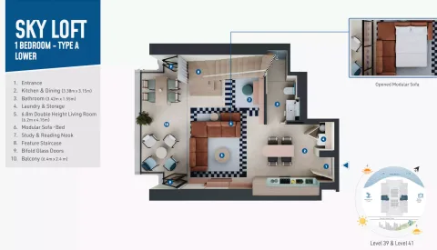 Floor plan, 1 Bed, 1,130 sq ft