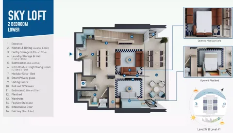 Floor plan, 2 Beds, 1,511 sq ft