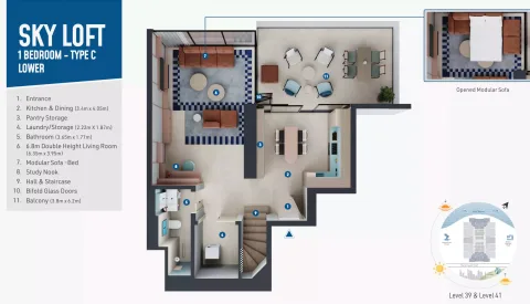 Floor plan, 1 Bed, 1,361 sq ft