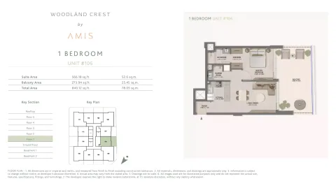 Floor plan, 1 Bed, 840 sq ft