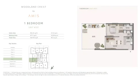 Floor plan, 1 Bed, 1,027 sq ft