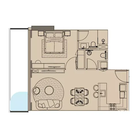Floor plan, 1 Bed, 845 sq ft