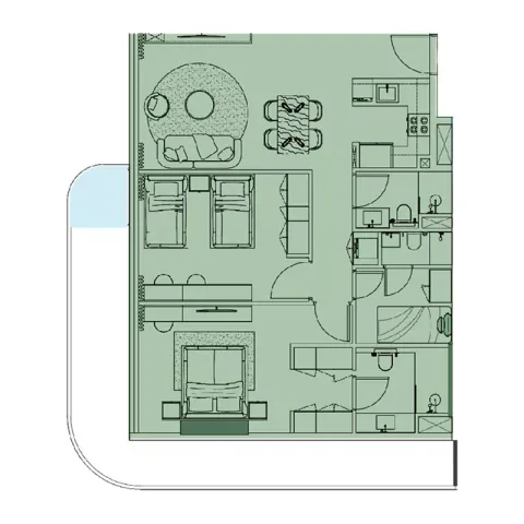 Floor plan, 2 Beds, 1,307 sq ft