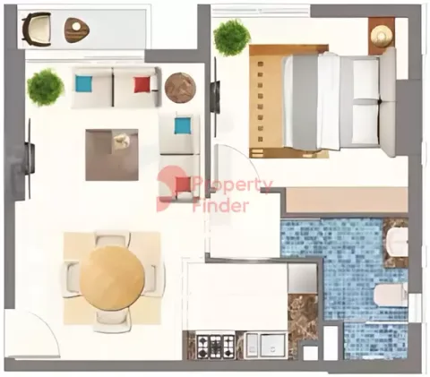 Floor plan, 1 Bed, 758 sq ft