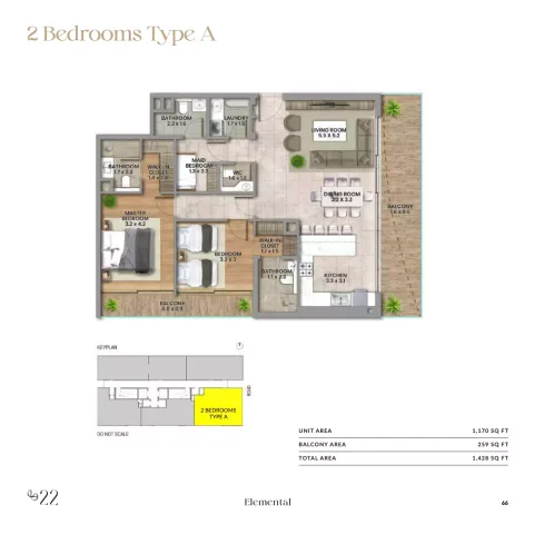 Floor plan, 2 Beds, 1,428 sq ft