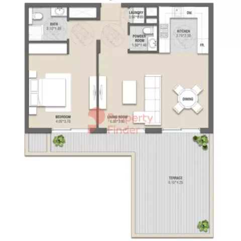 Floor plan, 1 Bed, 1,071 sq ft