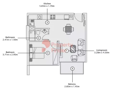 Floor plan, 1 Bed, 0 sq ft