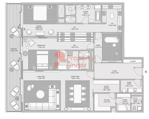 Floor plan, 2 Beds, 2,998 sq ft