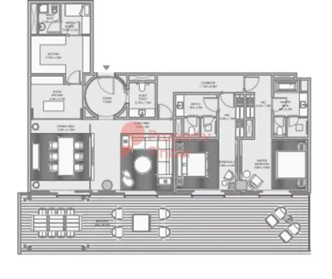 Floor plan, 2 Beds, 2,965 sq ft