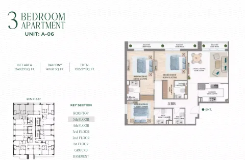 Floor plan, 3 Beds, 1,395 sq ft