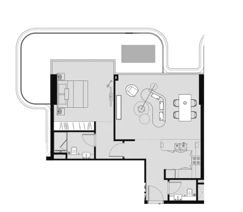 Floor plan, 1 Bed, 1,047 sq ft