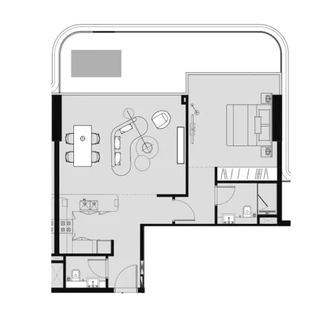 Floor plan, 1 Bed, 1,047 sq ft
