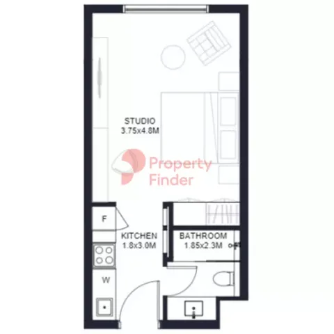 Floor plan, Studio, 345 sq ft