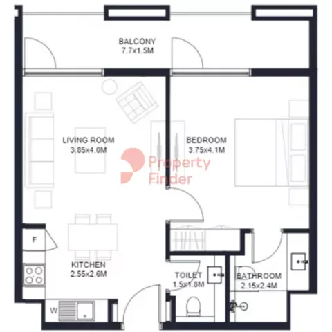 Floor plan, 1 Bed, 648 sq ft
