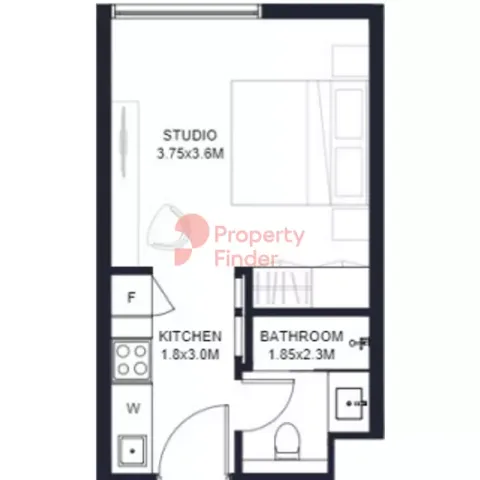Floor plan, Studio, 293 sq ft
