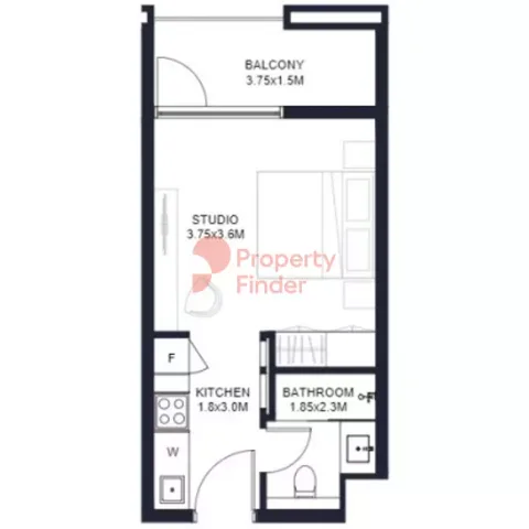 Floor plan, Studio, 356 sq ft