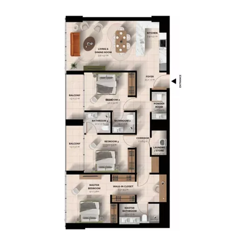 Floor plan, 3 Beds, 1,924 sq ft