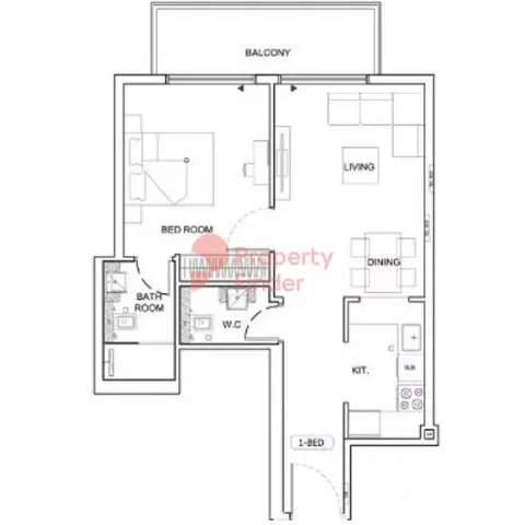 Floor plan, 1 Bed, 0 sq ft