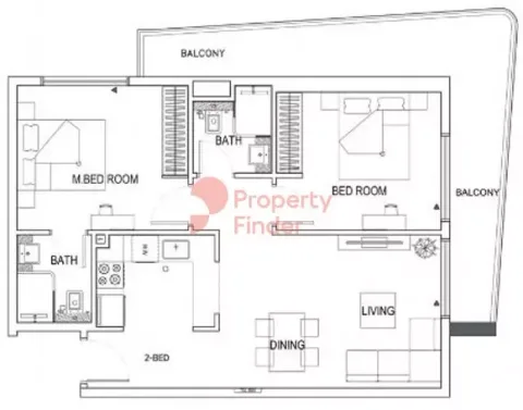 Floor plan, 2 Beds, 0 sq ft