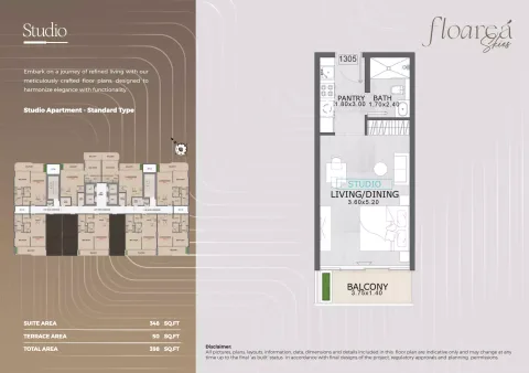 Floor plan, Studio, 398 sq ft