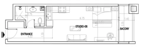 Floor plan, Studio, 451 sq ft