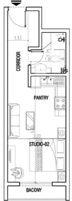 Floor plan, Studio, 371 sq ft