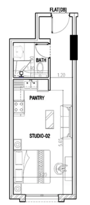 Floor plan, Studio, 347 sq ft