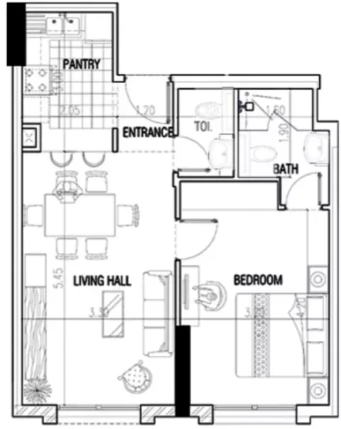 Floor plan, Studio, 561 sq ft