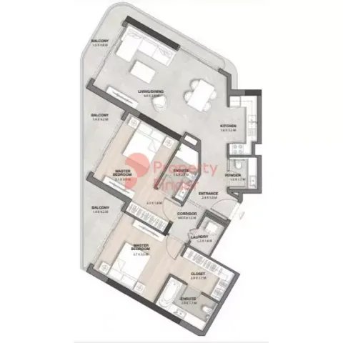 Floor plan, 2 Beds, 1,260 sq ft