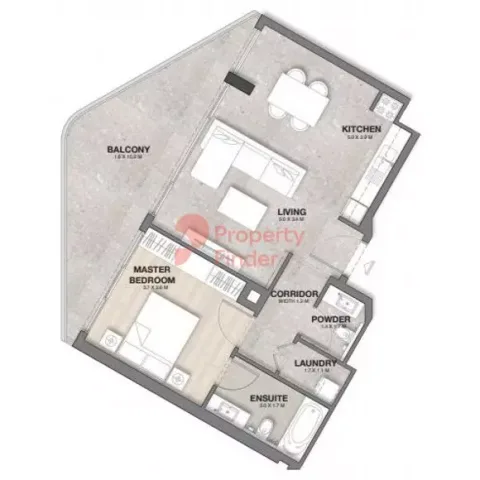 Floor plan, 1 Bed, 850 sq ft