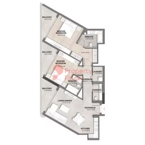 Floor plan, 2 Beds, 1,220 sq ft