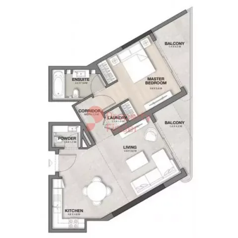 Floor plan, 1 Bed, 813 sq ft