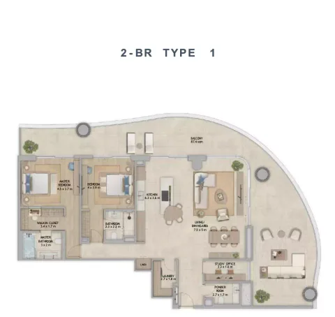 Floor plan, 2 Beds, 0 sq ft