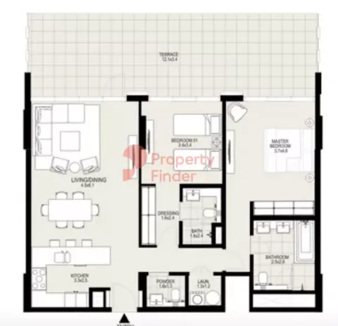 Floor plan, 2 Beds, 1,558 sq ft